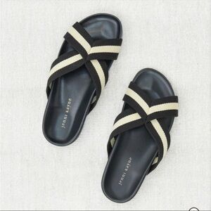 Jenni Kayne Cotton Crossover Sandals, Black Stripe, 38